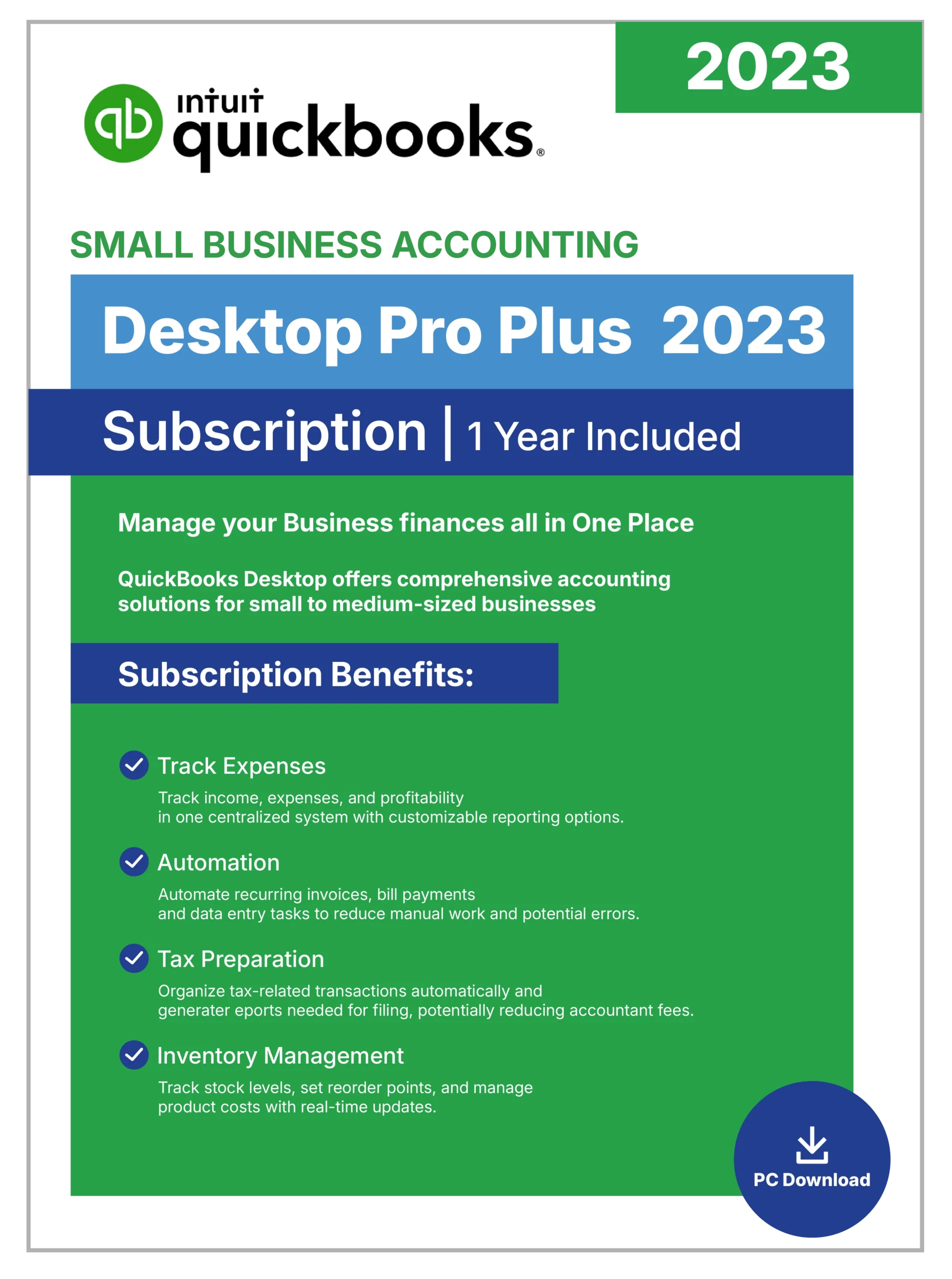 QuickBooks Desktop Pro Plus 2023 - 1 Year Subscription
